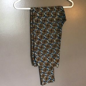 LuLaRoe TC (tall and curvy) leggings, teal/gold